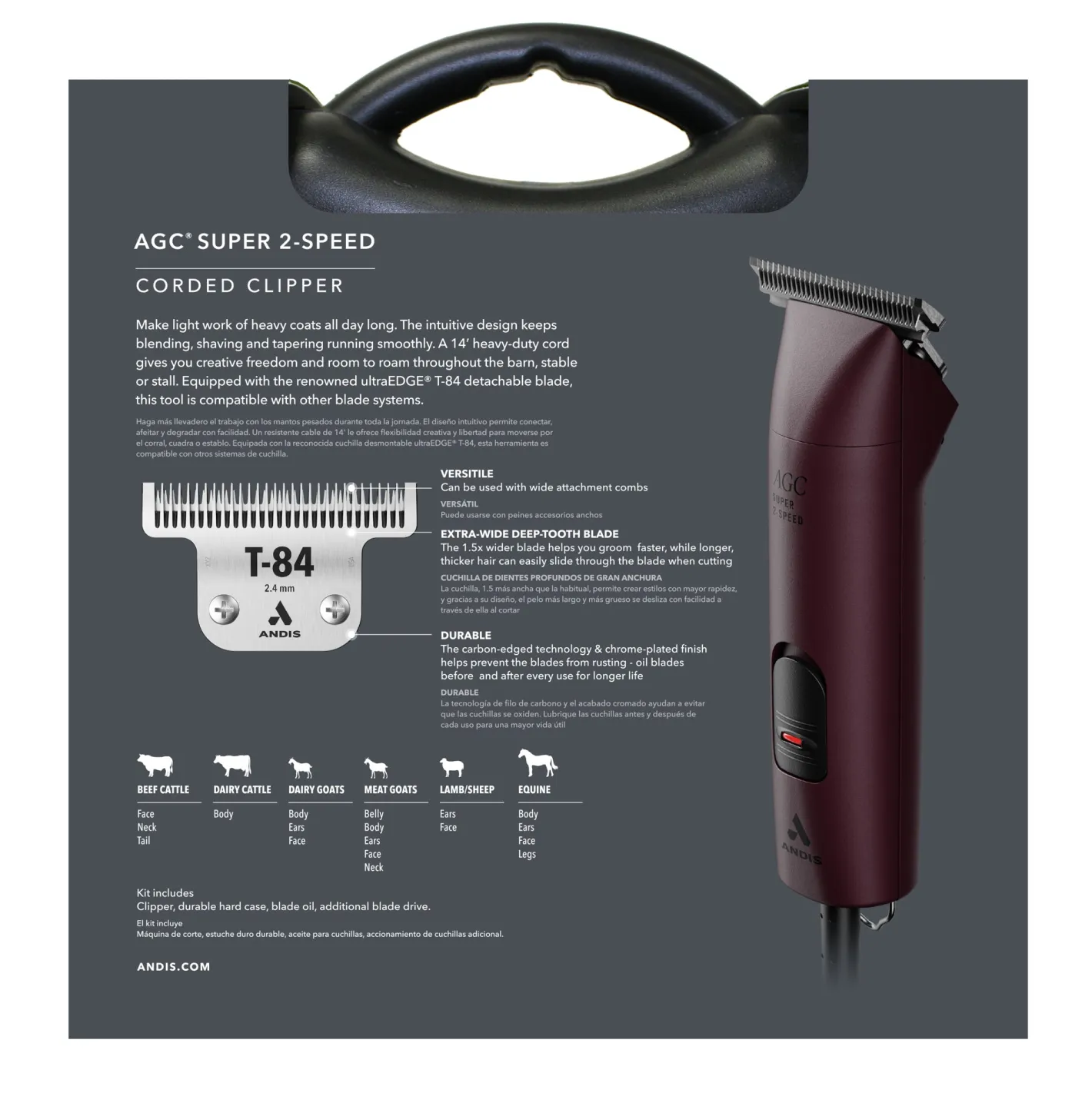 ANDIS COMPANY Andis® AGC Super 2-Speed™ Clipper with T-84 Blade