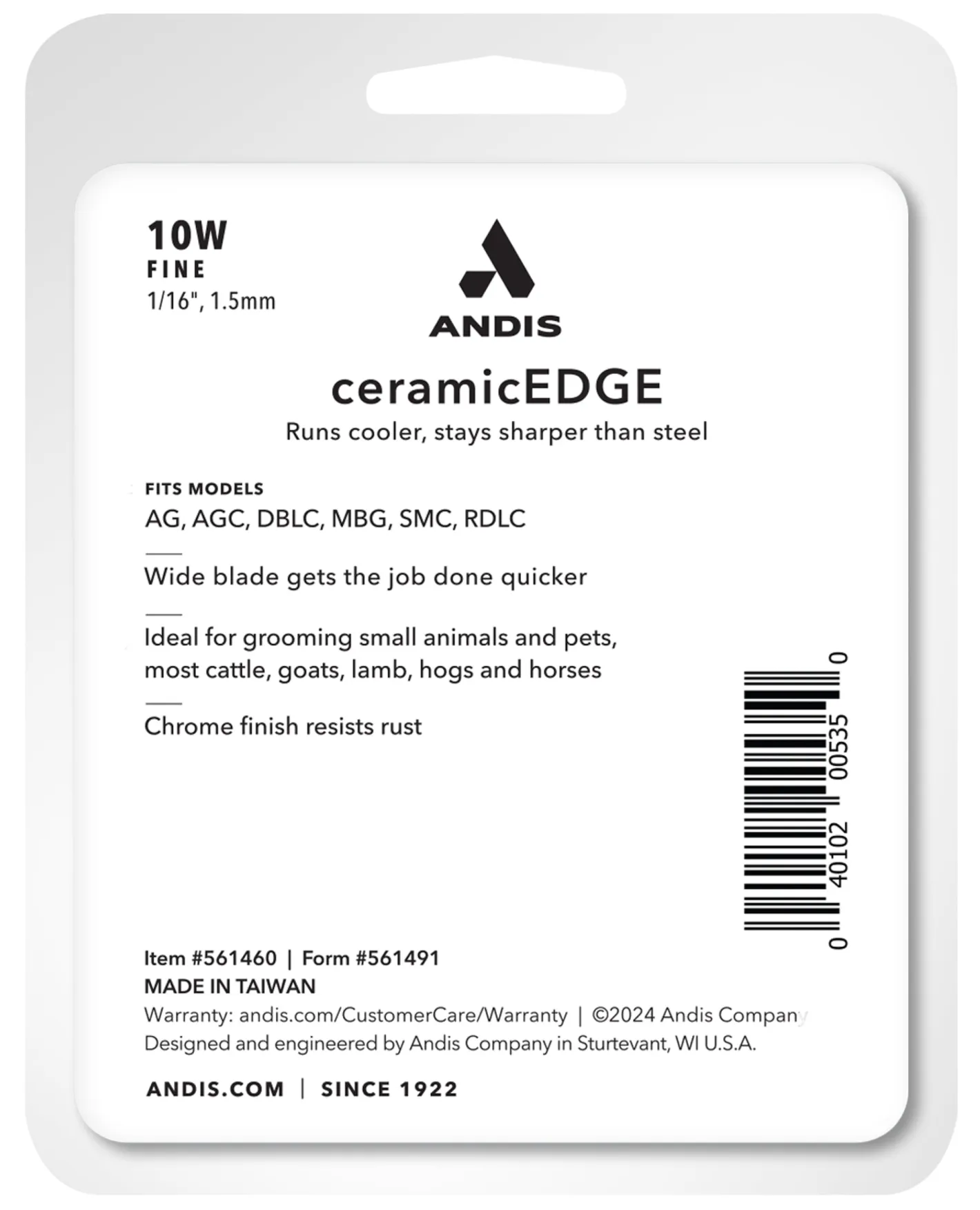 ANDIS COMPANY Andis® ceramicEDGE WIDE Detachable Replacement Blade Size 10W