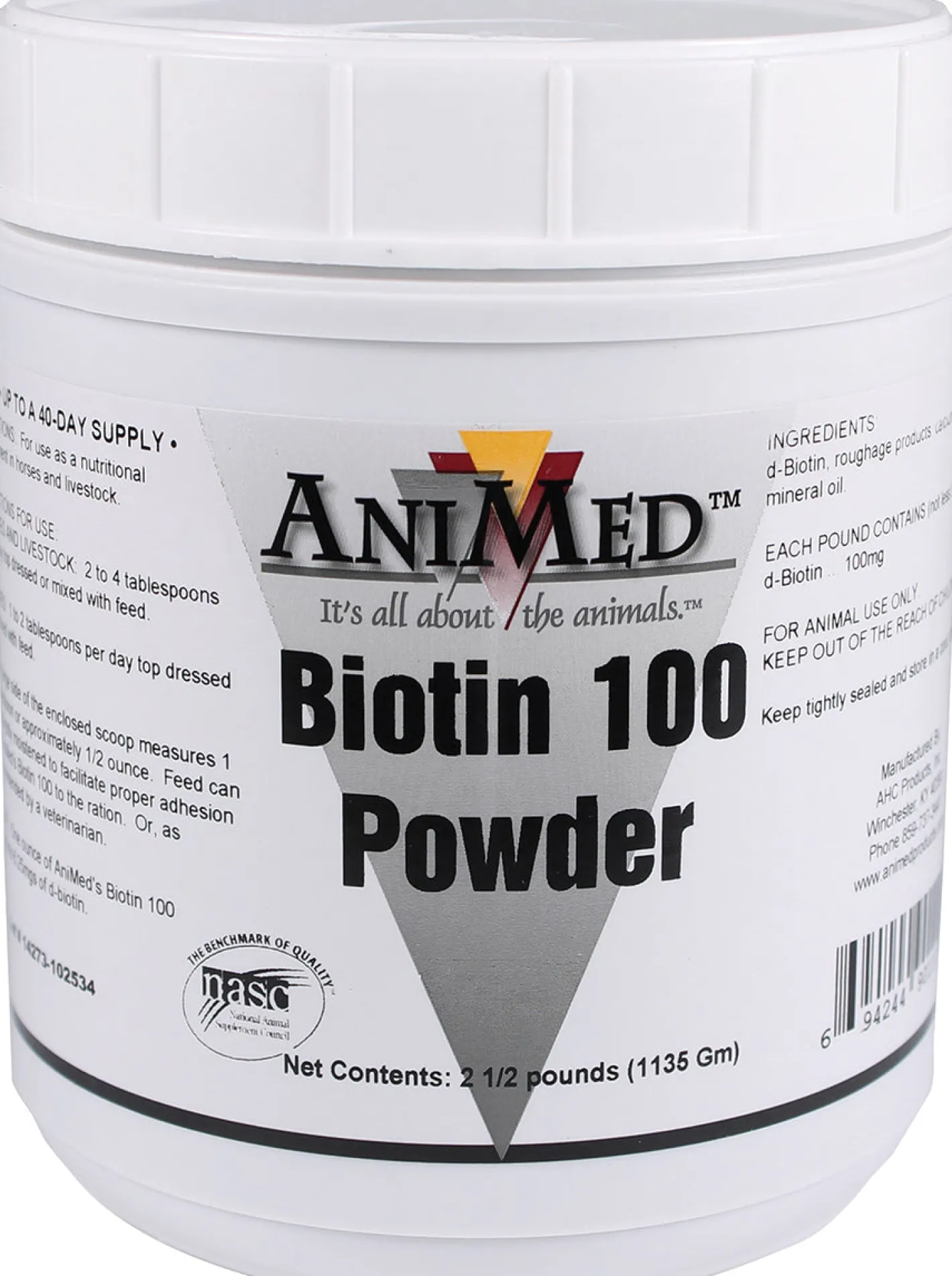 ANIMAL HEALTH INT AniMed™ Biotin 100 Powder - 2.5 lb