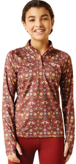Kids ARIAT-APPAREL Ariat® Kids’ Lowell Quarter-Zip Print Base Layer 2.0