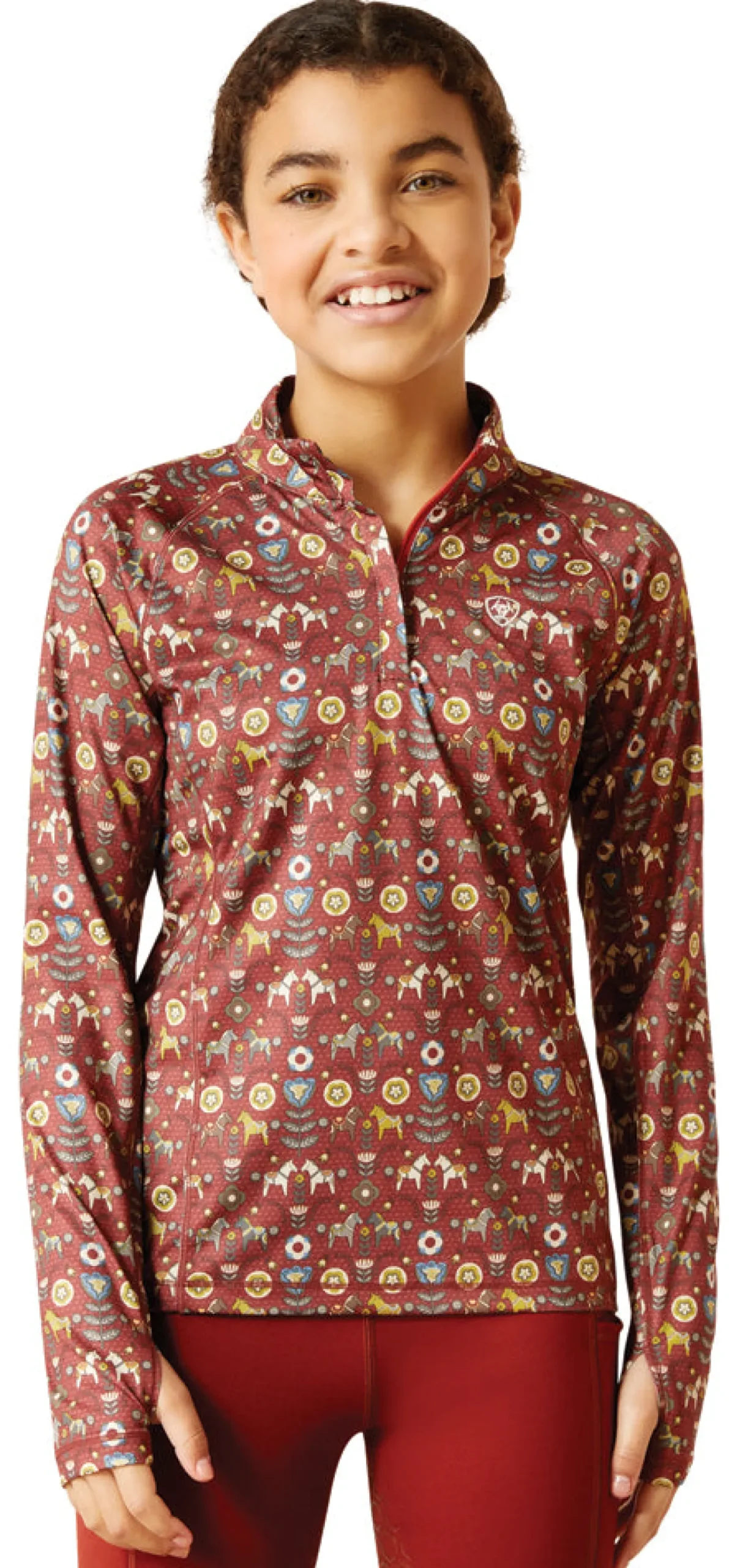 Kids ARIAT-APPAREL Ariat® Kids’ Lowell Quarter-Zip Print Base Layer 2.0