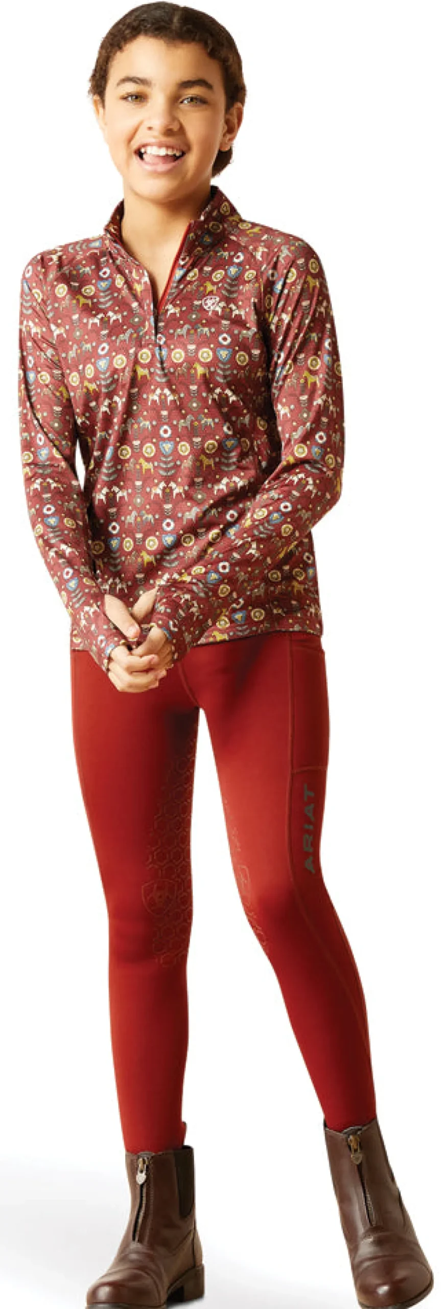 Kids ARIAT-APPAREL Ariat® Kids’ Lowell Quarter-Zip Print Base Layer 2.0