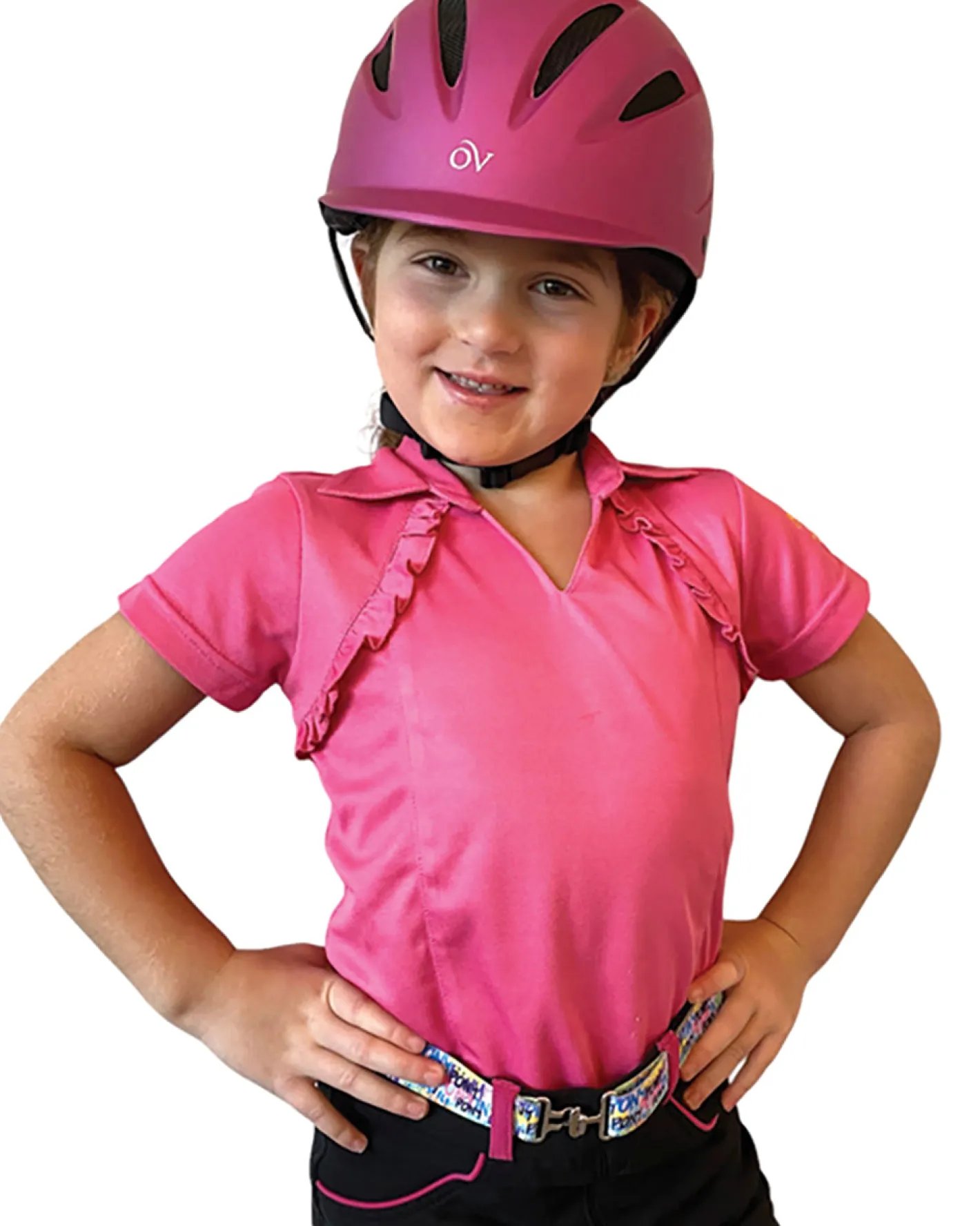 Kids BELLE AND BOW EQSTRN Belle & Bow Children’s Ruffle Short Sleeve Polo Shirt