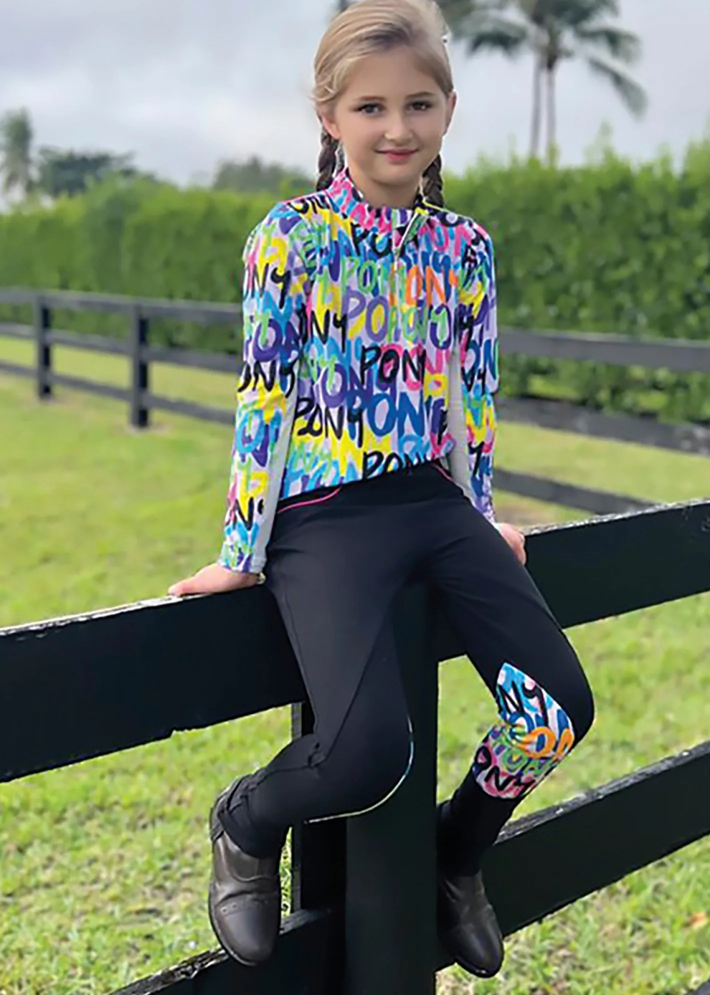Kids BELLE AND BOW EQSTRN Belle & Bow Equestrian Children’s Long Sleeve Sun Shirt