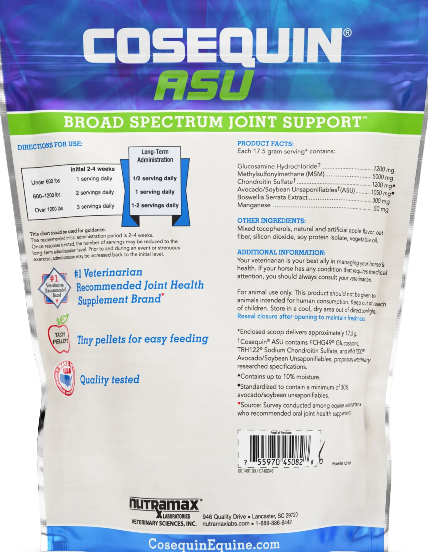NUTRAMAX Cosequin® ASU Broad Spectrum Joint Health Supplement, Pellet Form