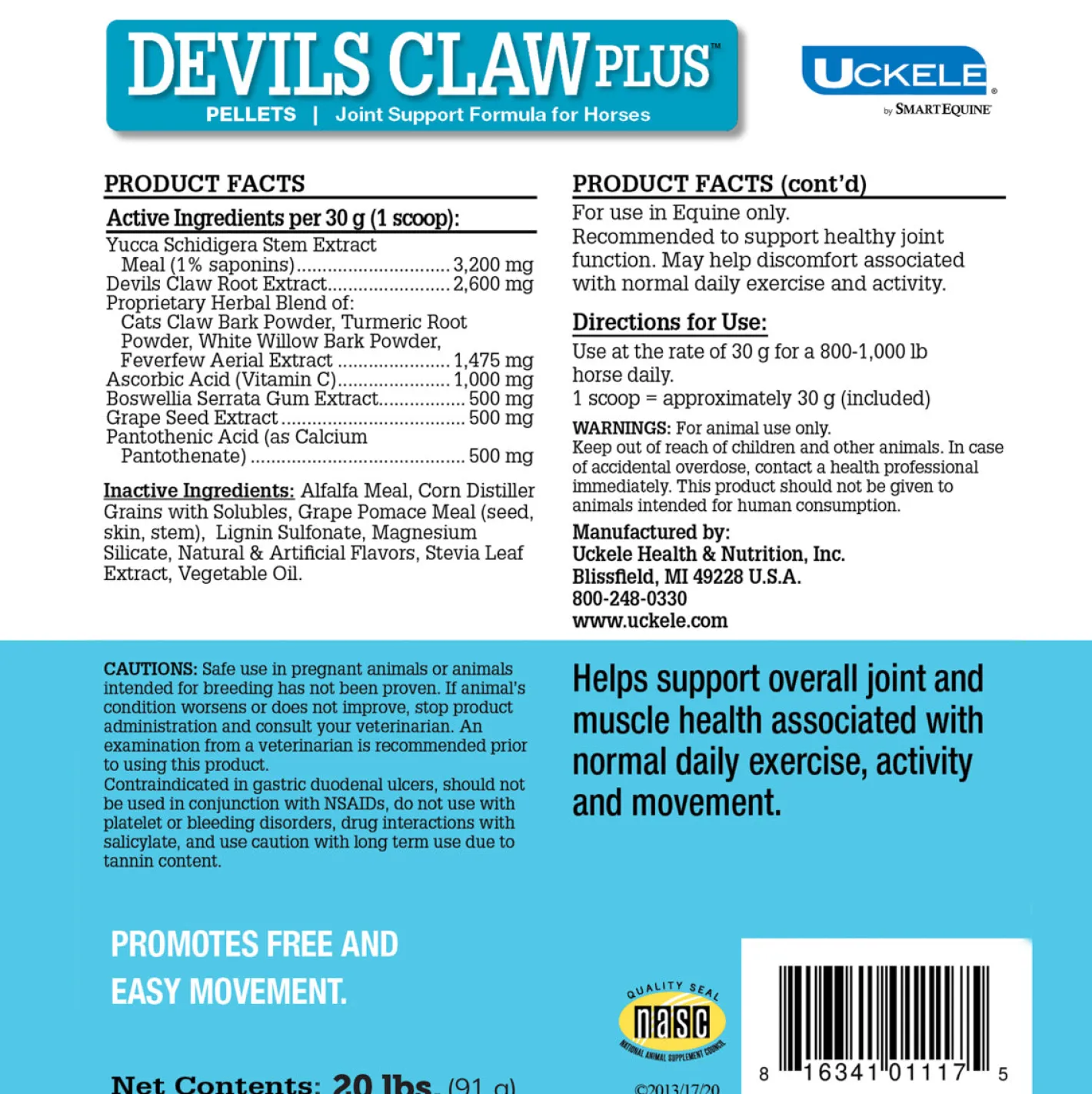 SMARTPAK Devil's Claw Plus™ Pellets by SmartEquine™ - 20 lbs