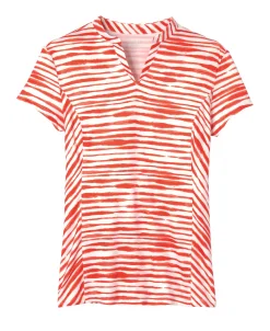 KIRSCH Dover Saddlery® Ladies’ Notch-V Stripe Short Sleeve Shirt