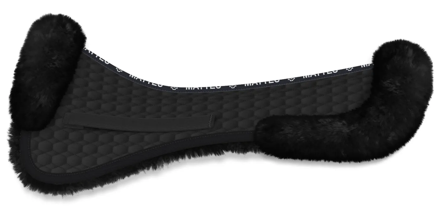 WORLD EQUSTRN BRNDS E.A. Mattes Platinum EWWA Sheepskin Dressage Half Pad with Rear Trim