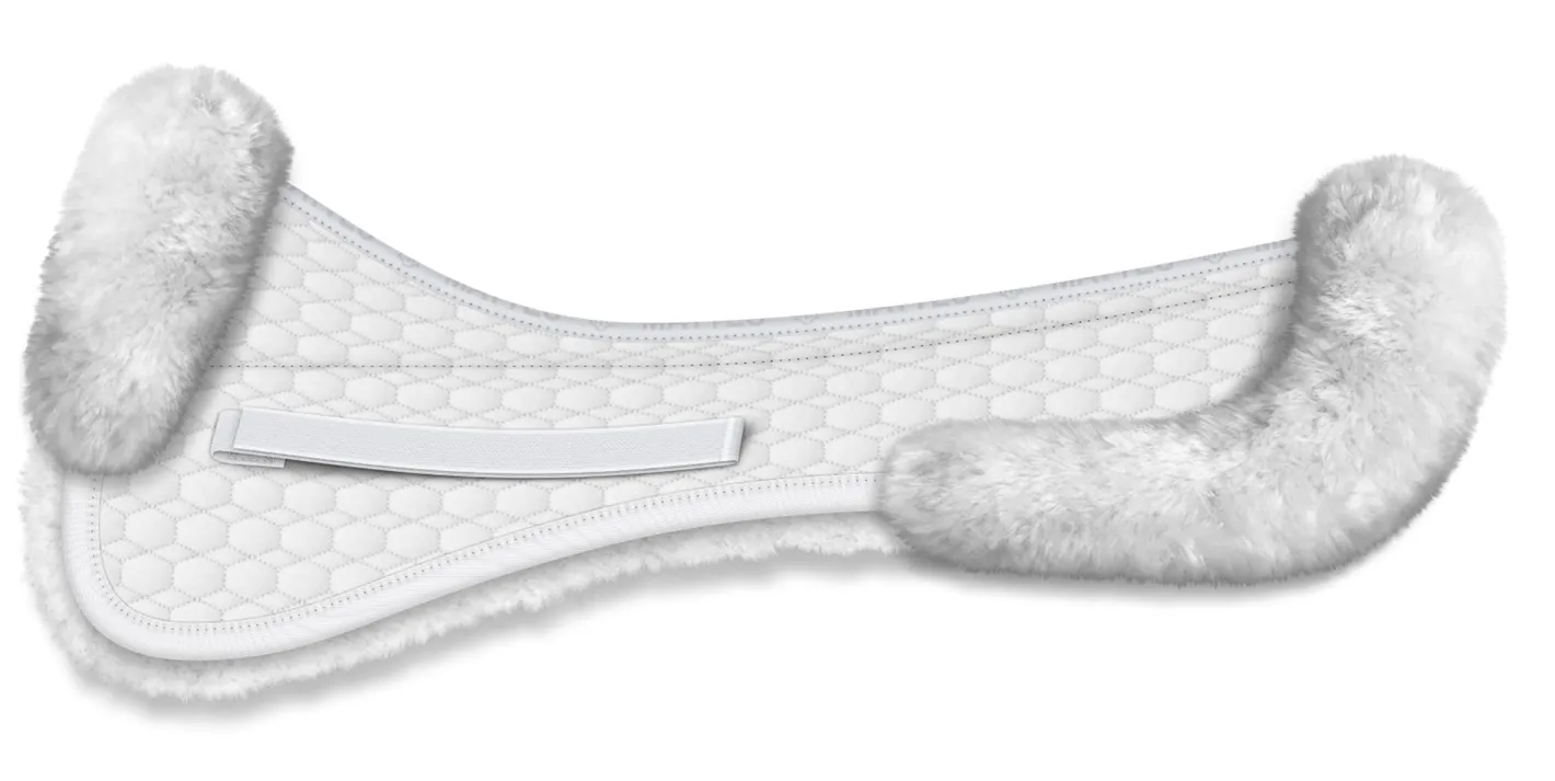 WORLD EQUSTRN BRNDS E.A. Mattes Platinum EWWA Sheepskin Dressage Half Pad with Rear Trim