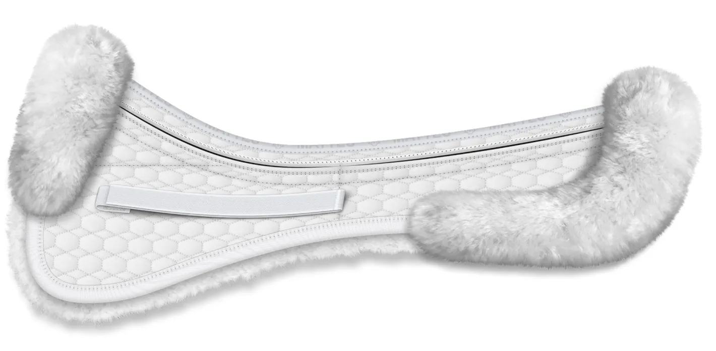 WORLD EQUSTRN BRNDS E.A. Mattes Platinum EWWA Sheepskin Dressage Correction Half Pad with Rear Trim