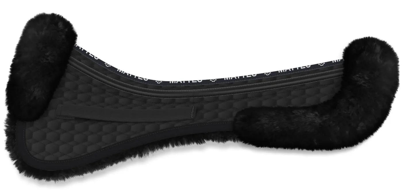 WORLD EQUSTRN BRNDS E.A. Mattes Platinum EWWA Sheepskin Dressage Correction Half Pad with Rear Trim