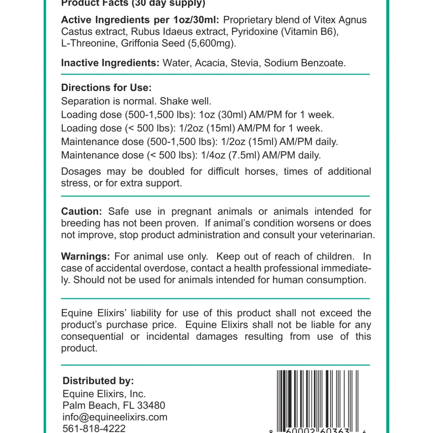 EQUINE ELIXIRS INC Equine Elixir Positude®