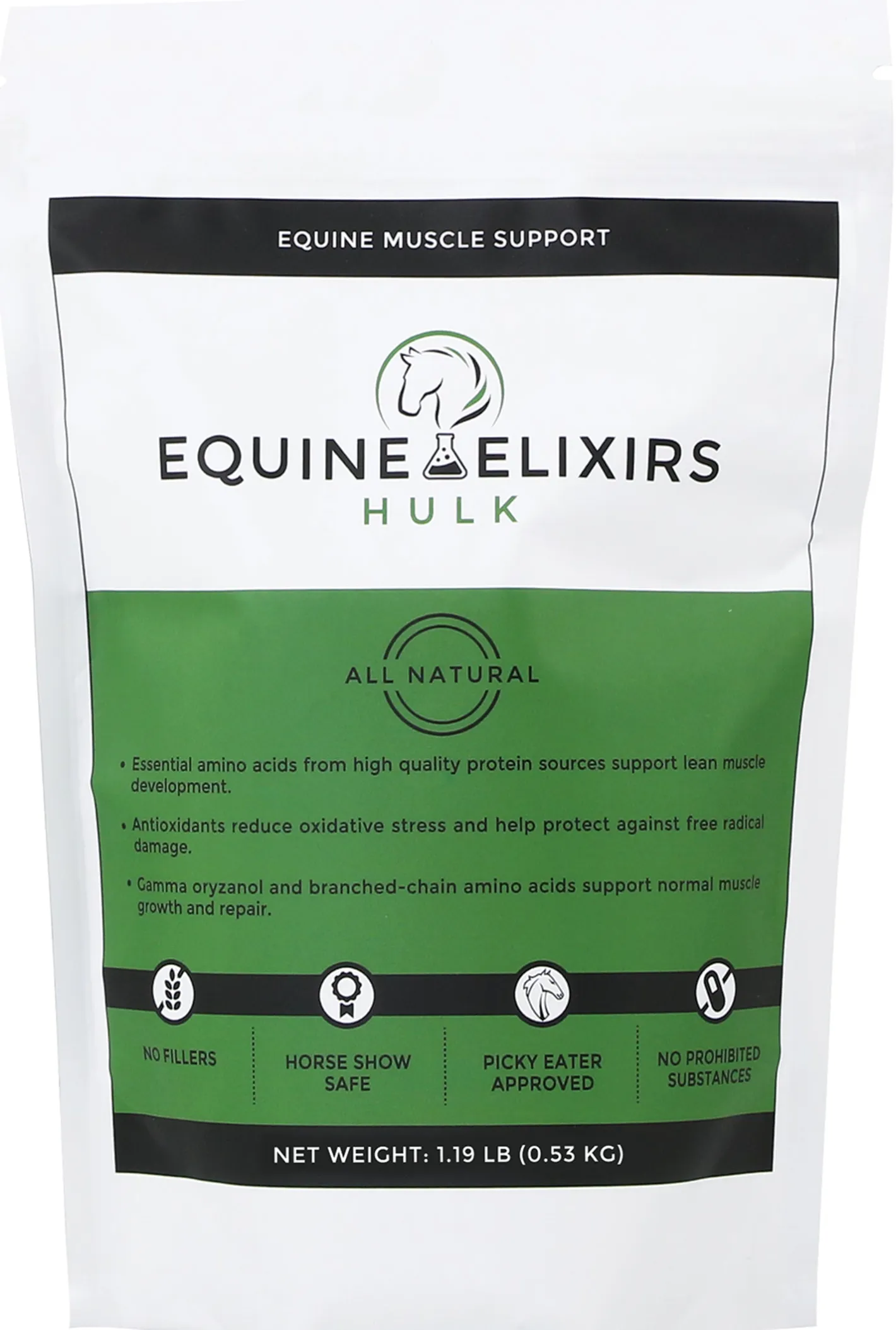 EQUINE ELIXIRS INC Equine Elixirs Hulk® Muscle Support Powder