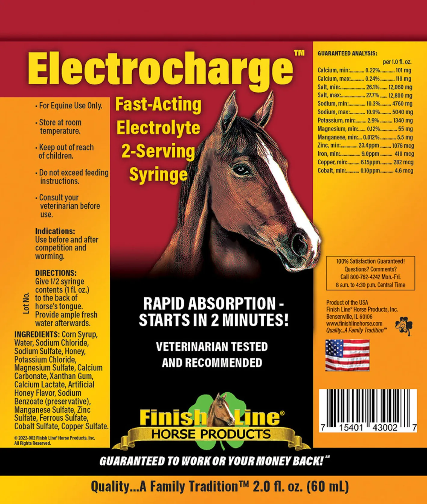 ANIMAL HEALTH INT Finish Line® Electrocharge™ Fast-Acting Electrolyte Paste