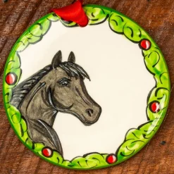 THE NOLA WATKINS COL Hand-Painted Horse Wreath Ornament