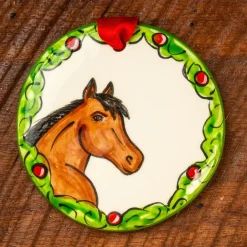 THE NOLA WATKINS COL Hand-Painted Horse Wreath Ornament