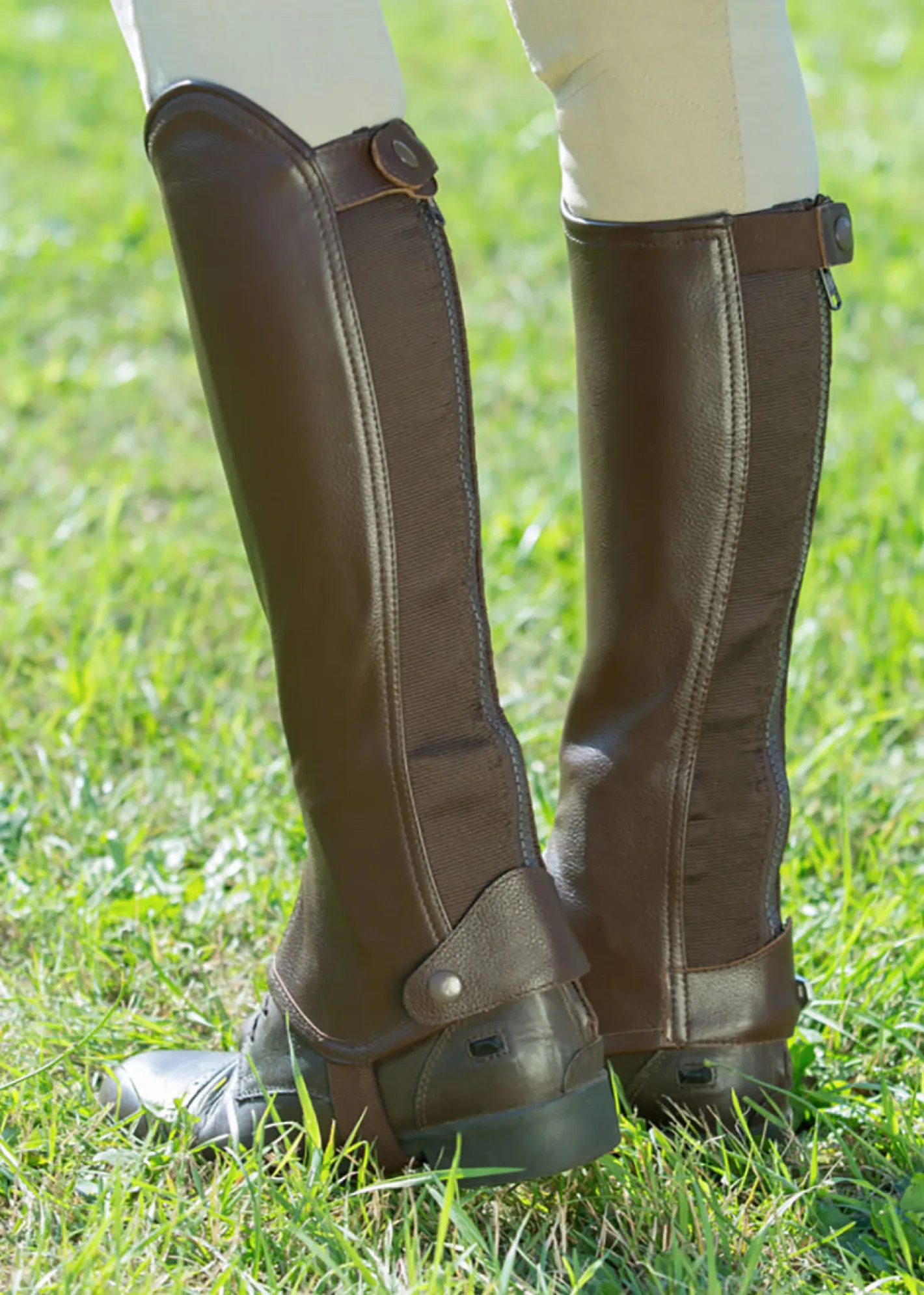 EQUINAVIA Horze Leather Half Chaps with Elastic
