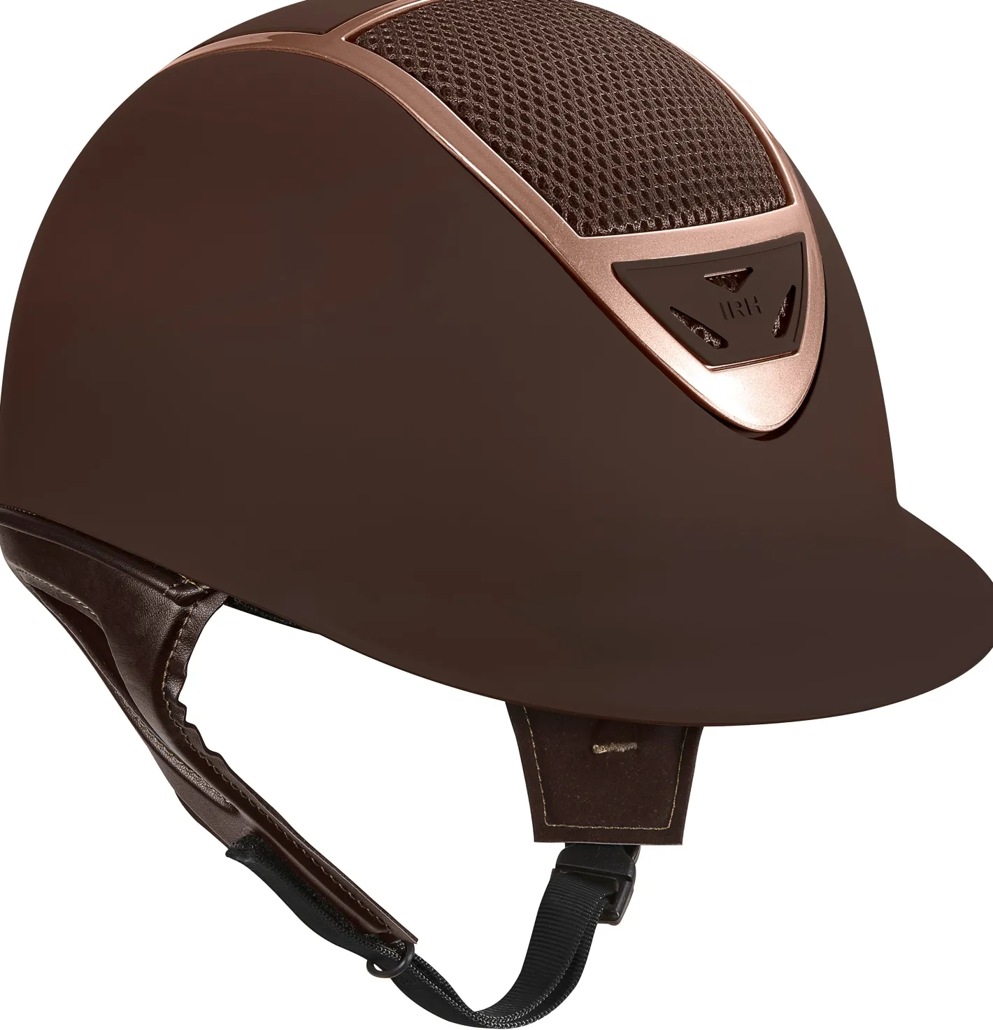 INT RIDING HELMET IRH® IR4G XLT Matte Brown Finish & Rose Gold Frame Helmet