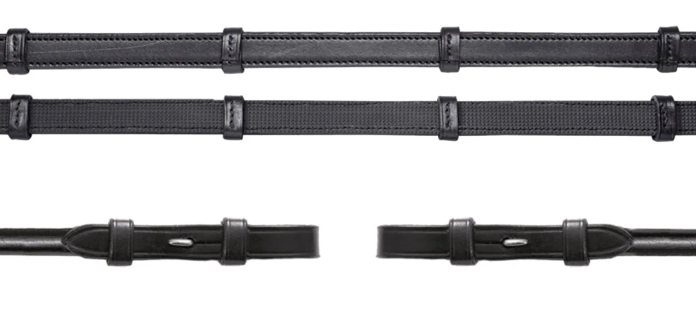 SCHOCKEMOEHLE N.A. Schockemöhle Rolled Leather Rubber-Lined Reins with Stops