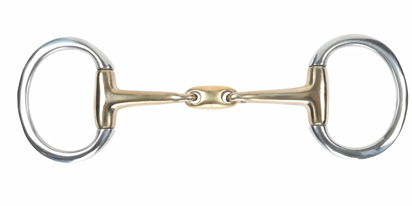 SHIRES EQUESTRIAN Shires Brass Alloy Flat Ring Eggbutt Bit with Lozenge