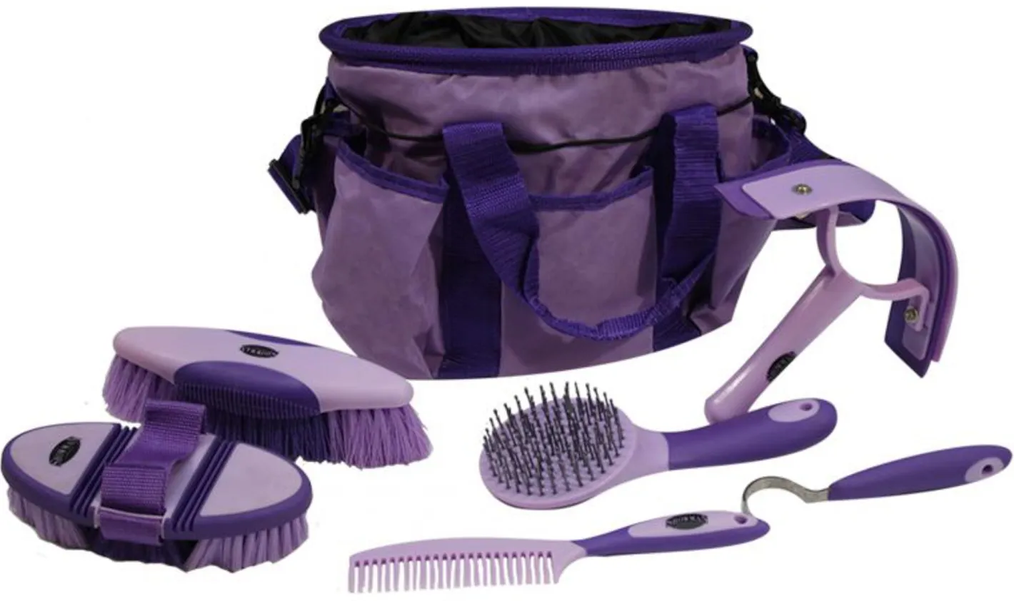 SHILOH STABLES TACK Showman® 6-Piece Soft Grip Grooming Kit with Nylon Bag