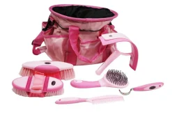 SHILOH STABLES TACK Showman® 6-Piece Soft Grip Grooming Kit with Nylon Bag