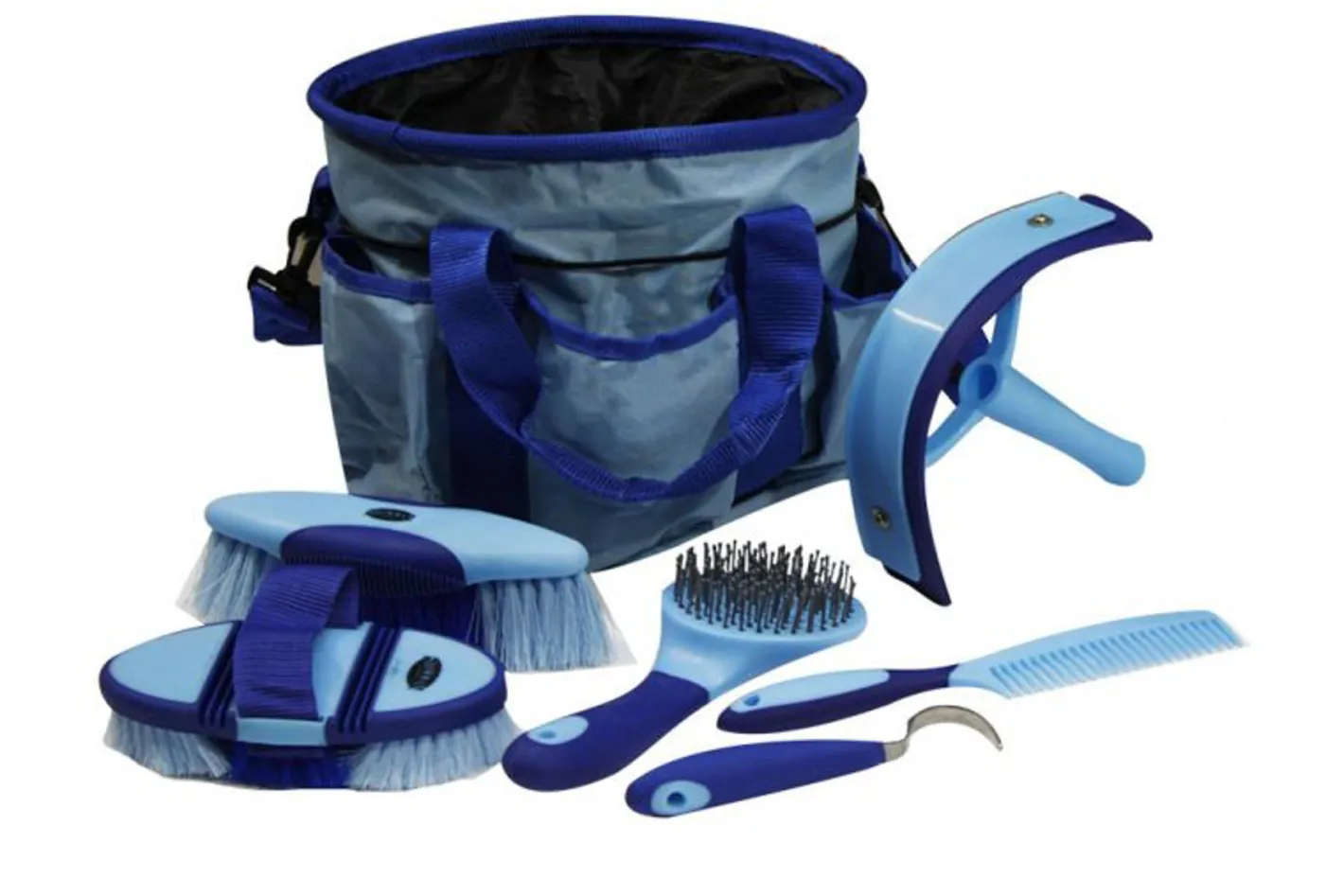 SHILOH STABLES TACK Showman® 6-Piece Soft Grip Grooming Kit with Nylon Bag