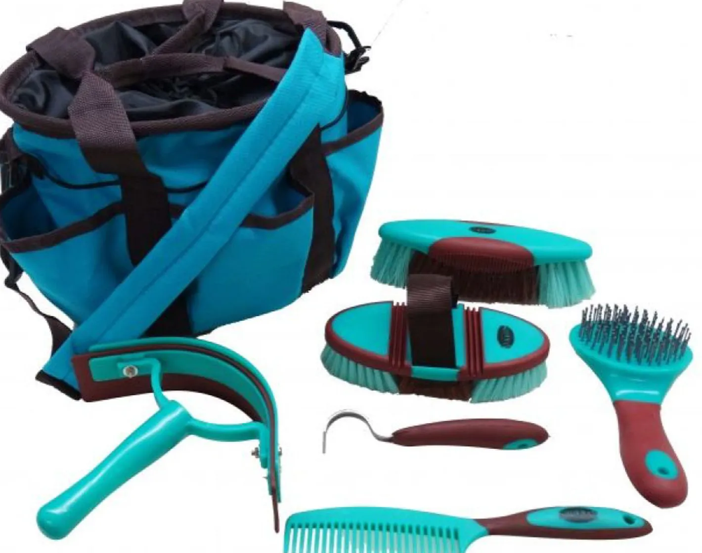 SHILOH STABLES TACK Showman® 6-Piece Soft Grip Grooming Kit with Nylon Bag