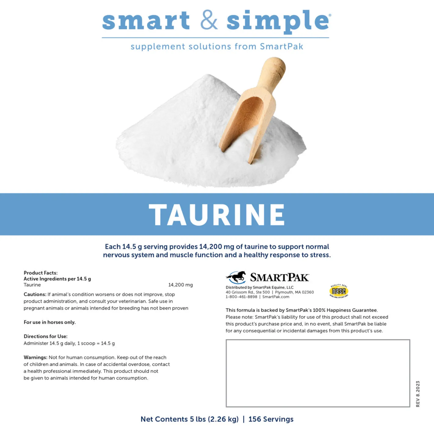 SMARTPAK Smart & Simple® Taurine Powder by SmartEquine™ - 5 lbs