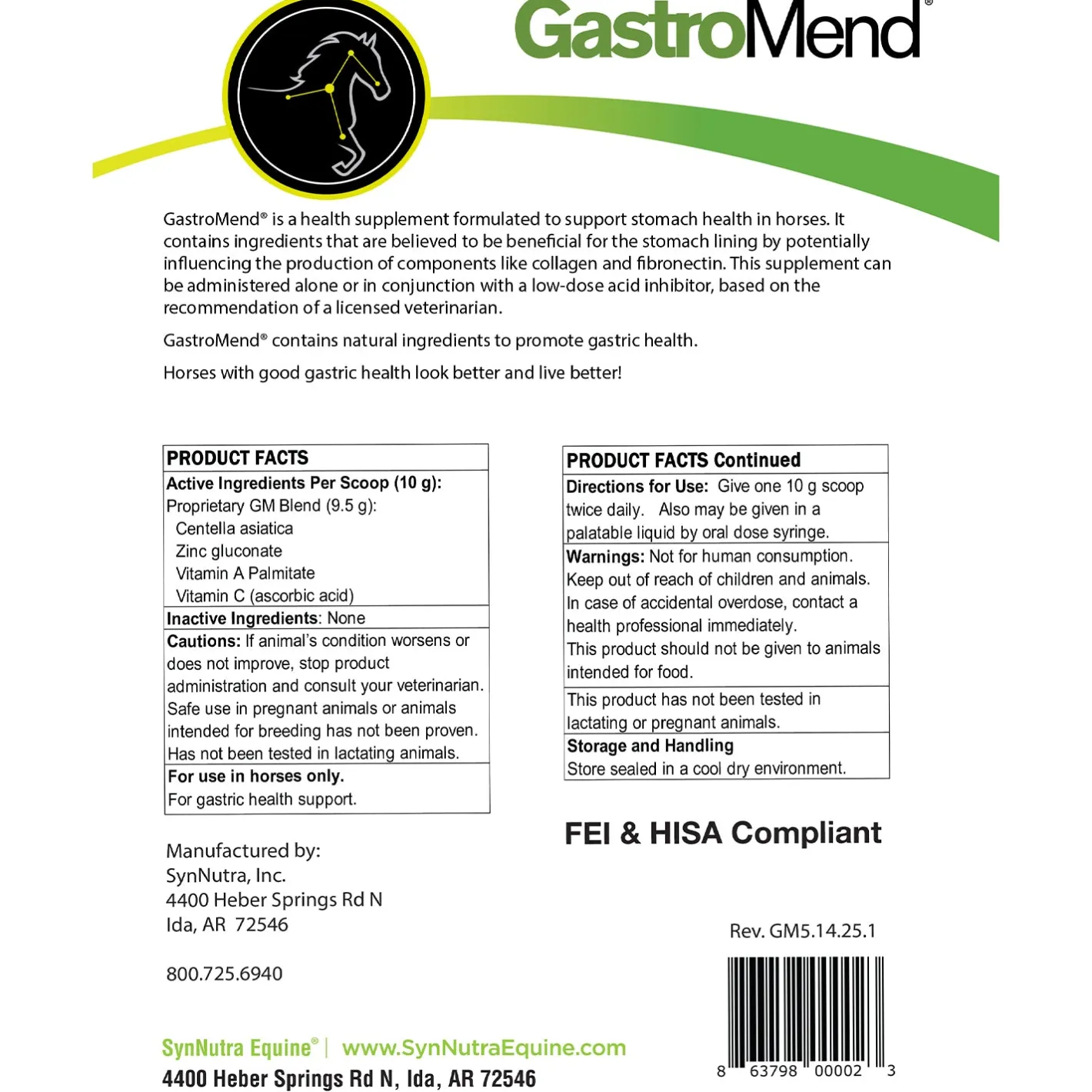 SYNNUTRA EQUINE ® GastroMend®