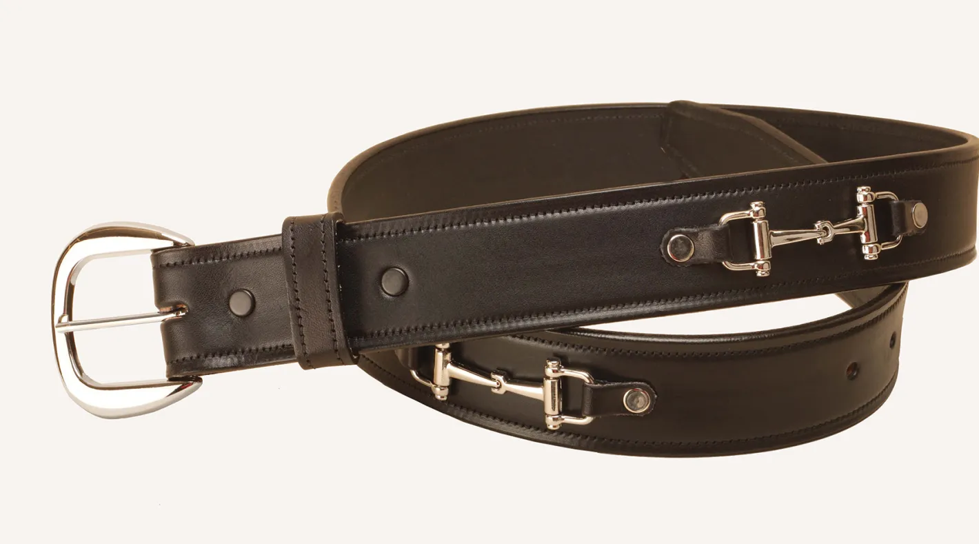 TORY LEATHER 1 1/2" Belt with Nickel Snaffle Bits