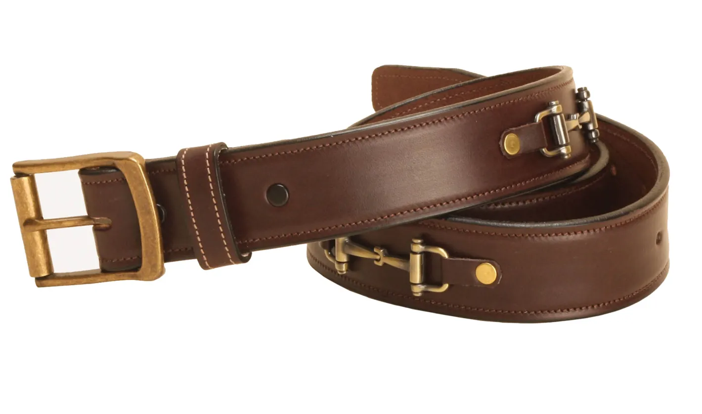 TORY LEATHER 1 1/2" Belt with Nickel Snaffle Bits