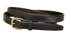 TORY LEATHER 3/4" Belt with Stitched Patterns & Brass Buckle