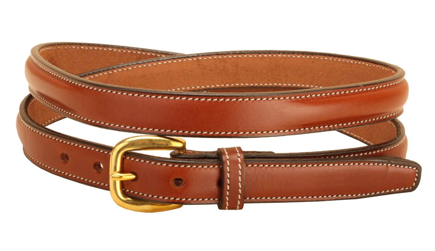 TORY LEATHER 3/4" Raised Belt with Brass Buckle & Nameplate Space