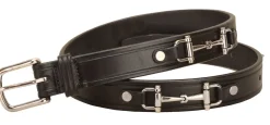 TORY LEATHER 1" Snaffle Bit Belt with Nickel Snaffle Bits & Buckle
