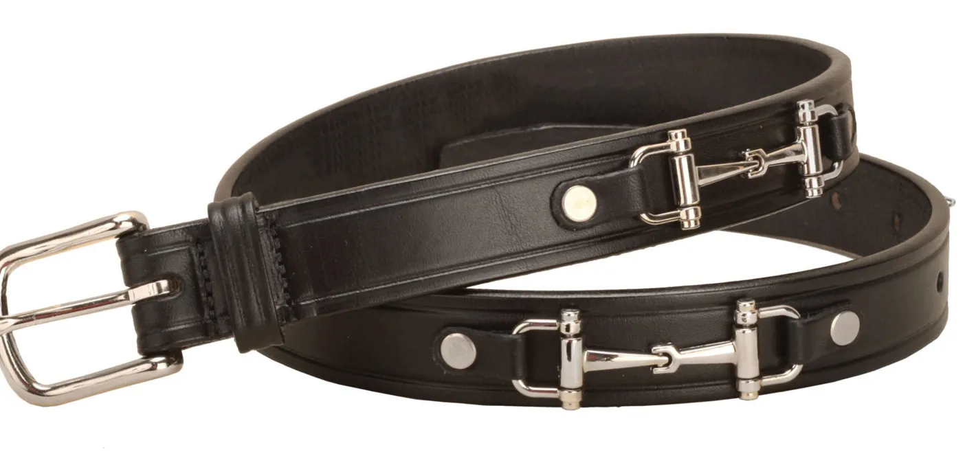 TORY LEATHER 1" Snaffle Bit Belt with Nickel Snaffle Bits & Buckle