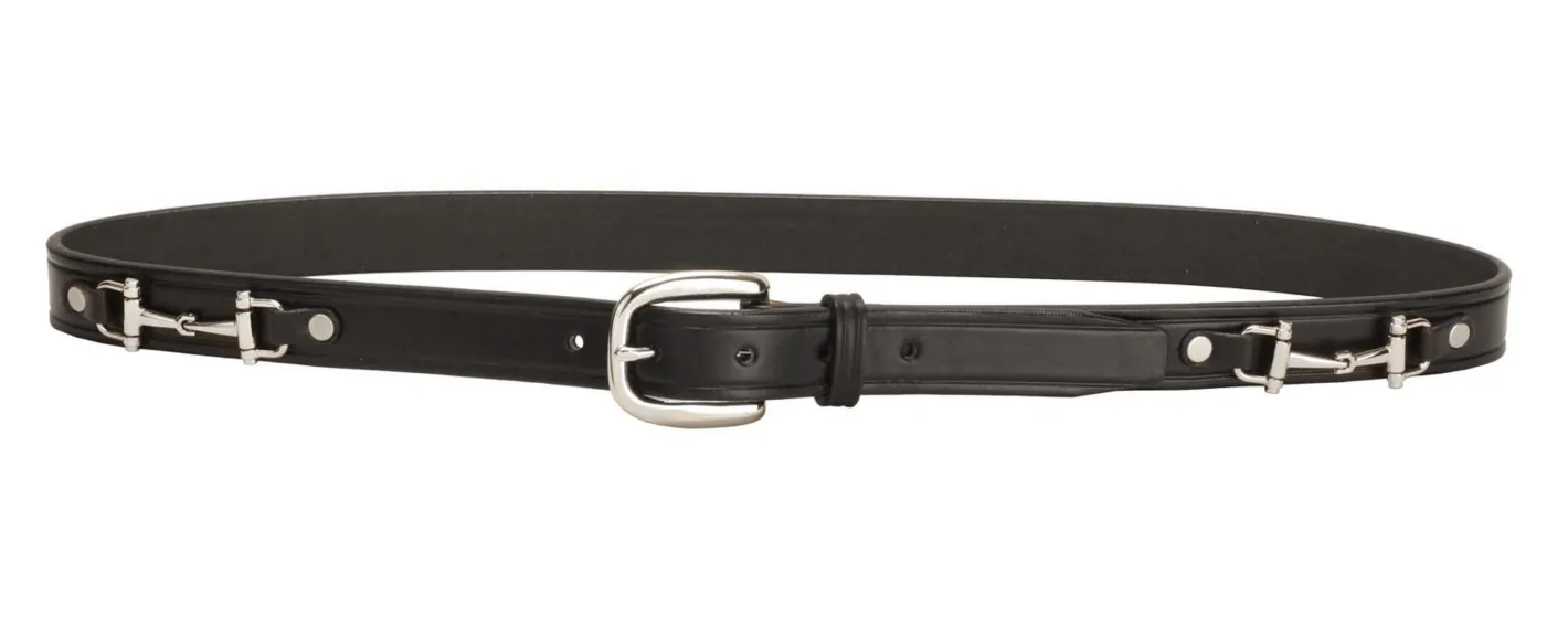 TORY LEATHER 1" Snaffle Bit Belt with Nickel Snaffle Bits & Buckle