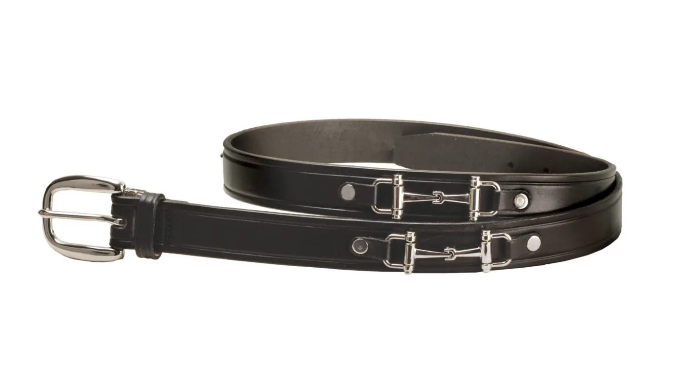 TORY LEATHER 1" Snaffle Bit Belt with Nickel Snaffle Bits & Buckle