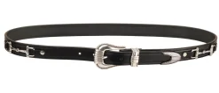 TORY LEATHER Belt with Bits and Silver-Colored Three-Piece Buckle Set