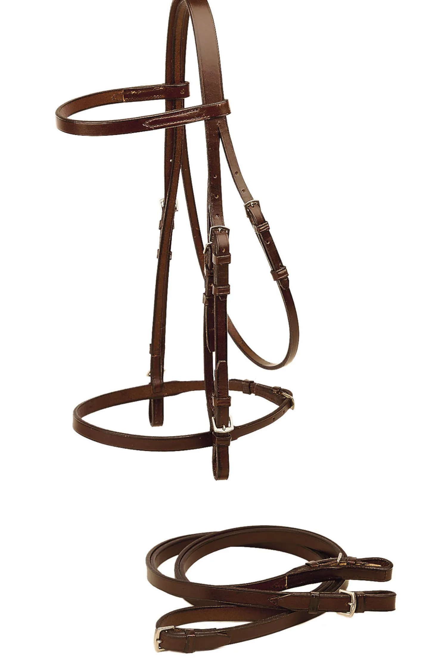 TORY LEATHER Company 1/2" Flat English Bridle with Flat Reins