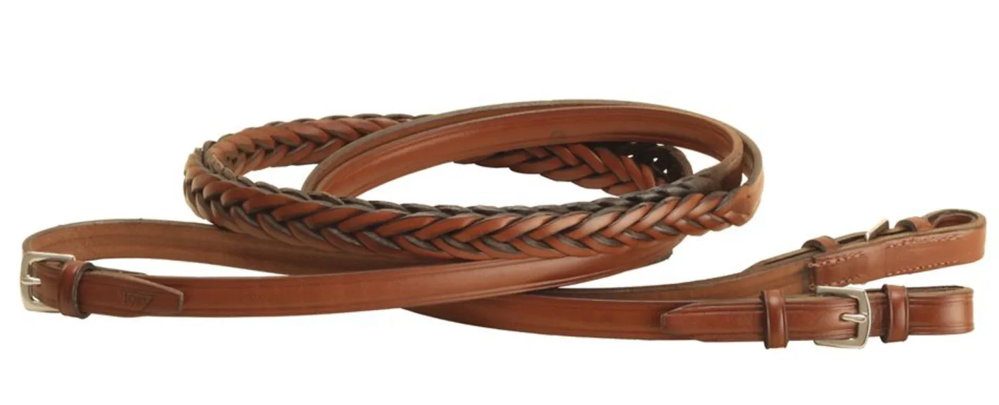 TORY LEATHER Company 5/8" x 60" Five-Plait Braided English Reins with Buckle Bit Ends