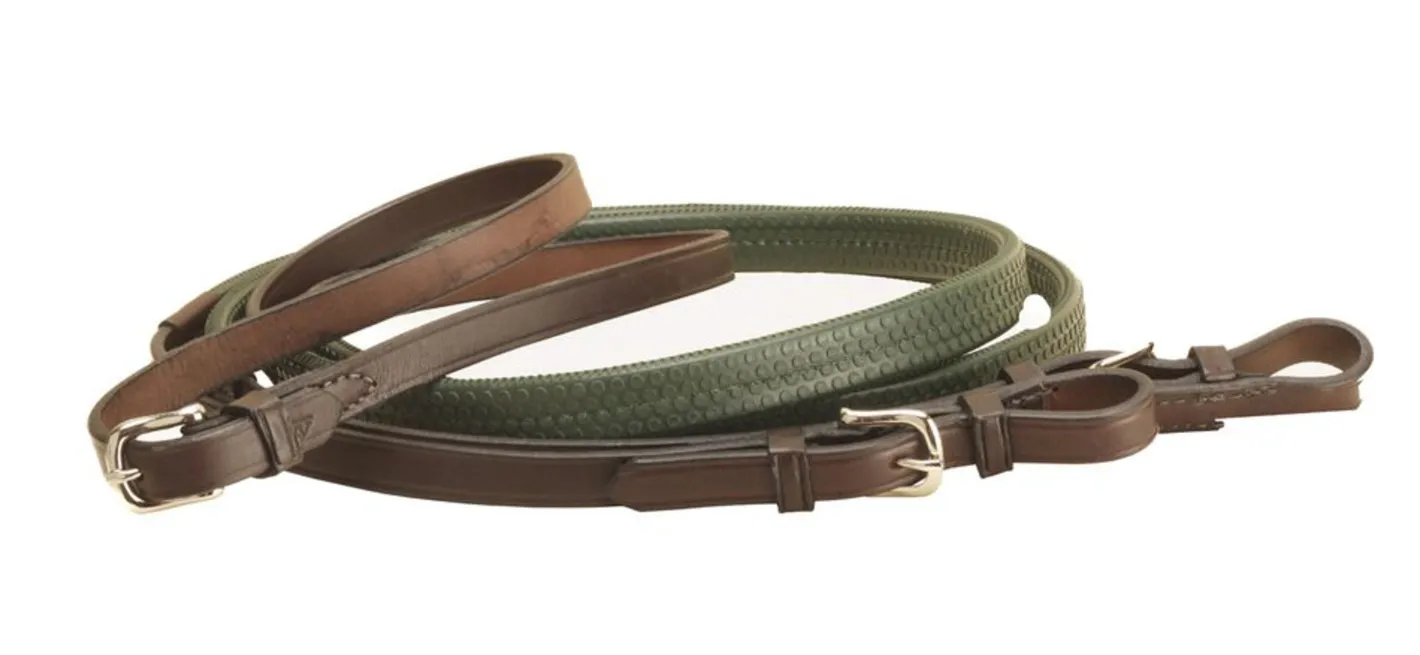 TORY LEATHER Company Rubber Grip Leather Reins with Buckle Ends