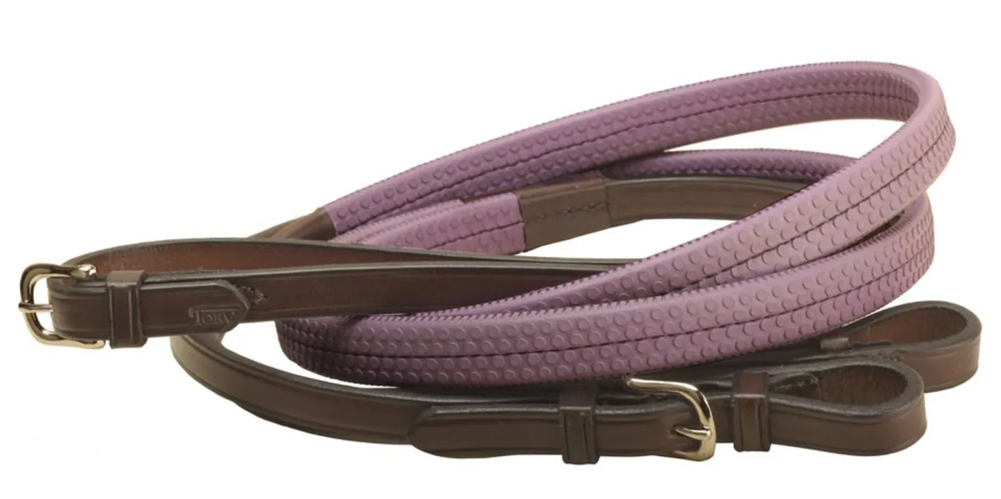 TORY LEATHER Company Rubber Grip Leather Reins with Buckle Ends