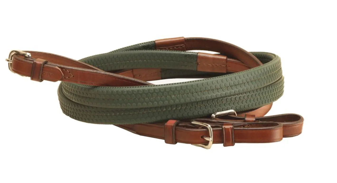 TORY LEATHER Company Rubber Grip Leather Reins with Buckle Ends