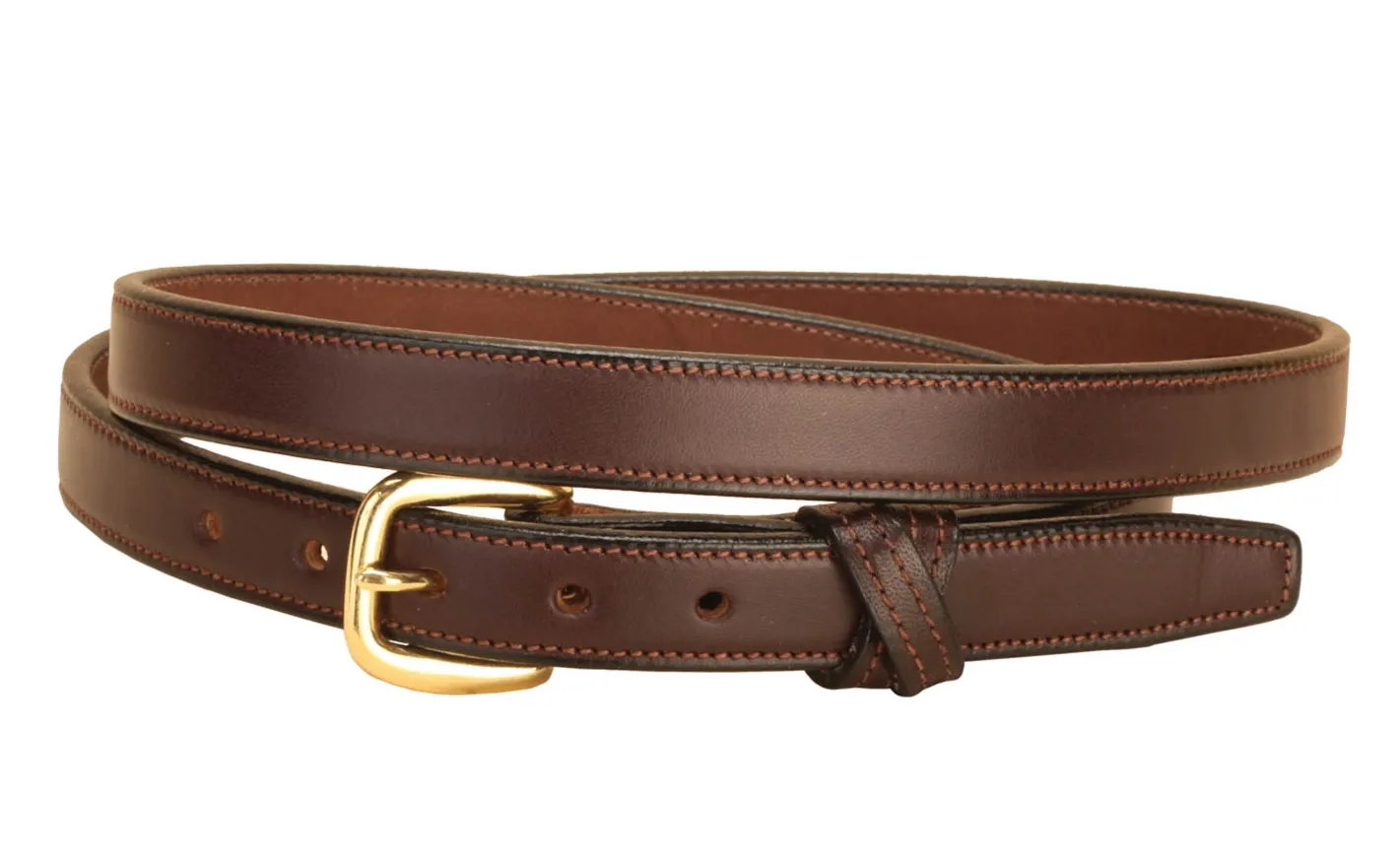 TORY LEATHER Crossed Keeper Belt with Brass Buckle