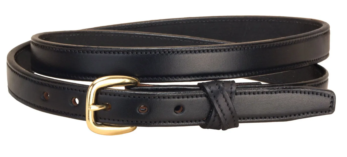 TORY LEATHER Crossed Keeper Belt with Brass Buckle