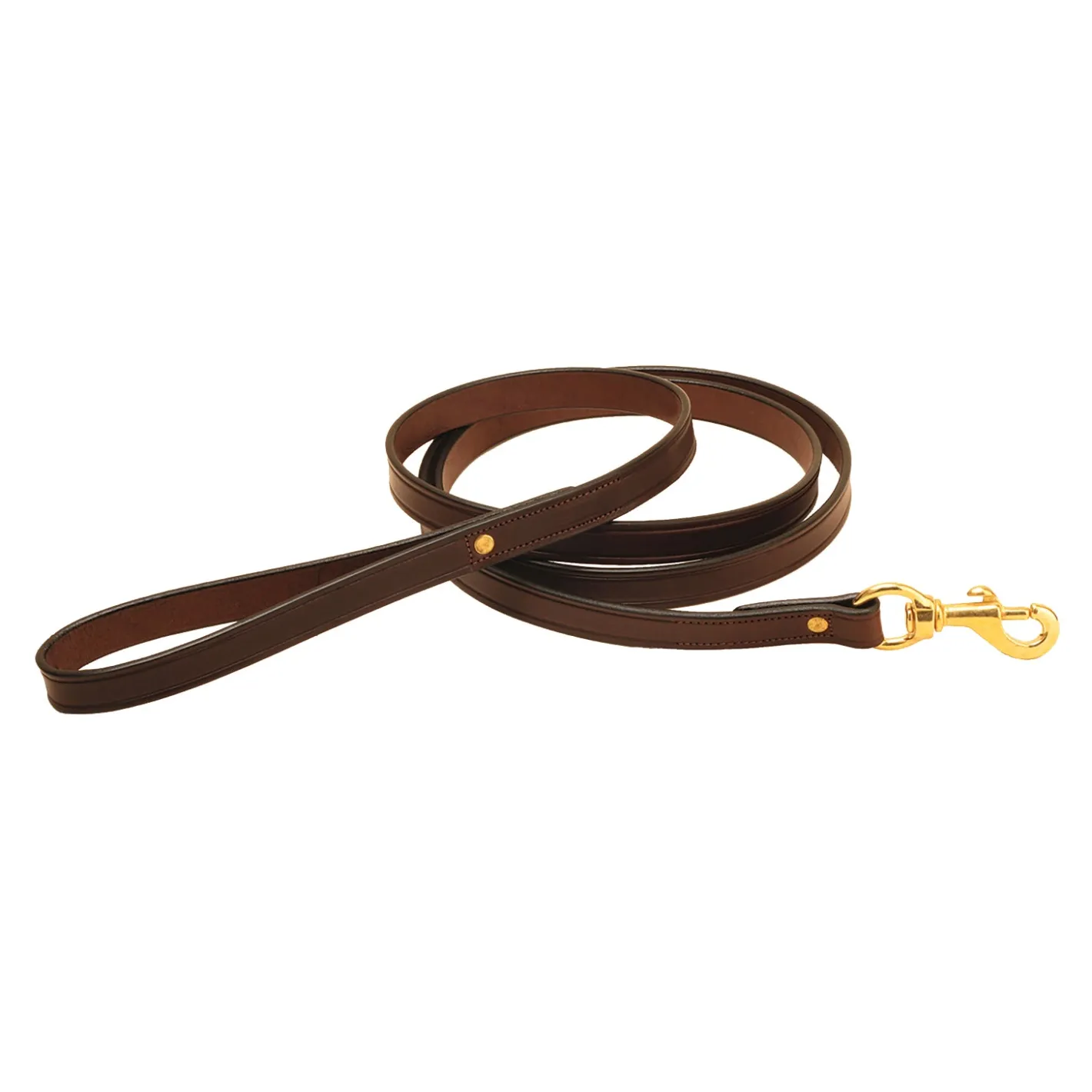 TORY LEATHER Flat Creased Leather Dog Leash with Flat Handle