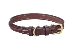 TORY LEATHER Narrow Square-Raised Dog Collar with Nameplate Space