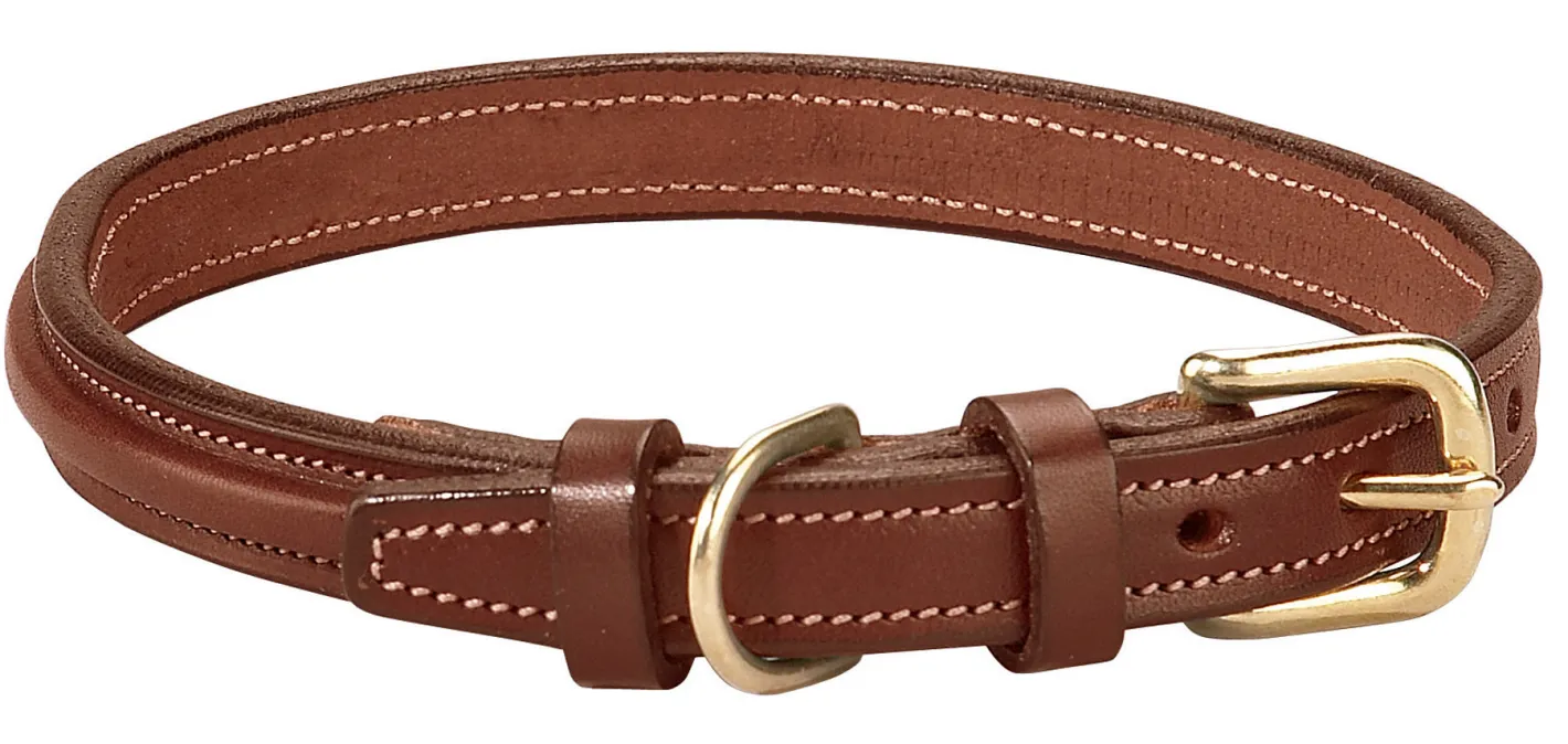 TORY LEATHER Narrow Square-Raised Dog Collar with Nameplate Space