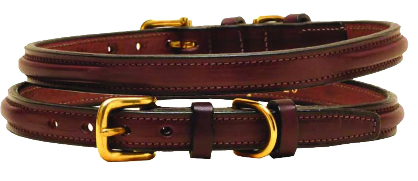 TORY LEATHER Narrow Square-Raised Dog Collar with Nameplate Space